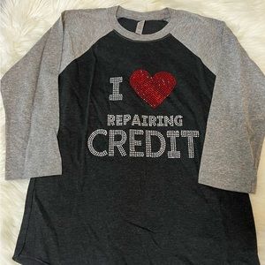 Brand New, Bling letters, 3/4 sleeve T-shirt, Size XS